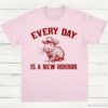 Every Day Is a New Horror Vintage Shirt Retro Cartoon Cabybara T Shirt Weird T Shirt Cowboy Cabybara T Shirt Fun Gift Unisex Shirt Light Pink S 1