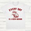 Every Day Is a New Horror Vintage Shirt Retro Cartoon Cabybara T Shirt Weird T Shirt Cowboy Cabybara T Shirt Fun Gift Unisex Shirt White S 1