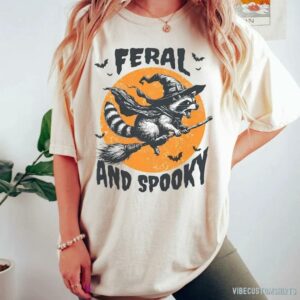 Feral And Spooky Raccoon Halloween T-Shirt