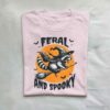 Feral and Spooky Raccoon Halloween T Shirt Light Pink S 1