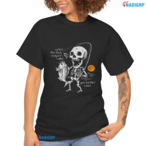 Creepy Fishing Shirt Fish Reaper Halloween Horror T Shirt Gildan Black.