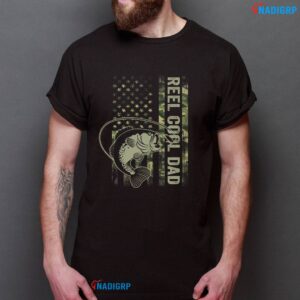 Reel Cool Dad Shirt Camouflage American Flag Tee