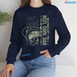 Reel Cool Dad Camouflage American Flag T Shirt Sweatshirt Navy Shirt.