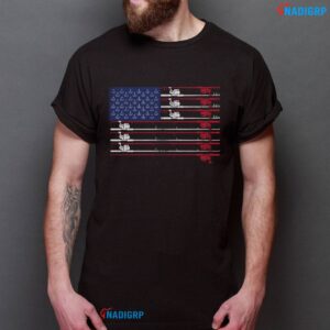 USA Flag Fishing Rods Shirt , Men’s Graphic Patriotic Tee