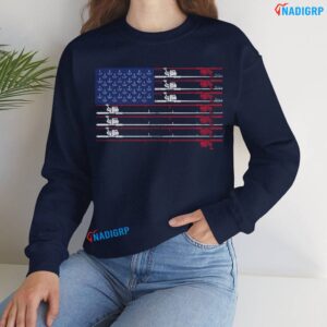 USA Flag Fishing Rods Shirt Men Graphic Patriotic Tee Sweatshirt Navy Shirt